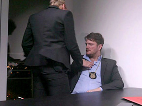 Two policemen partners fuck in interrogation room 3